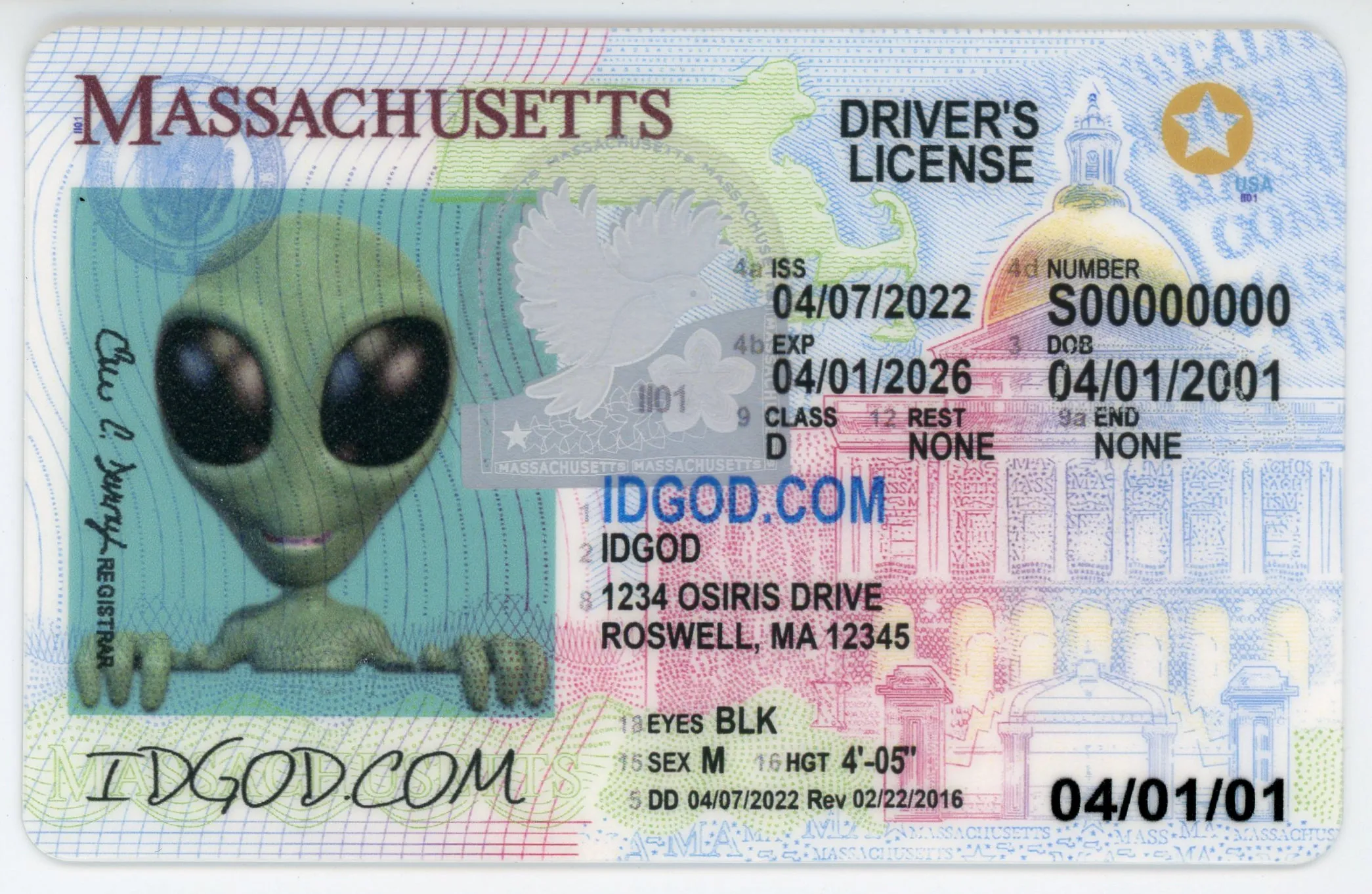 IDGod Fake ID - Massachusetts Fake ID